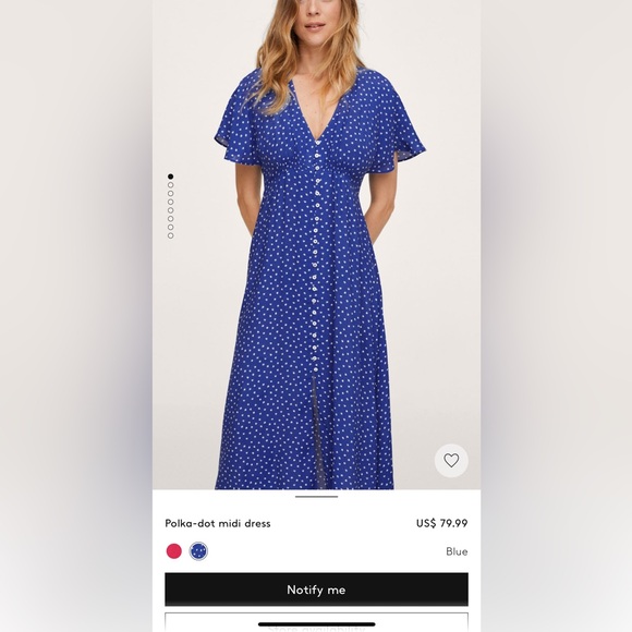 Mango Polka Dot Midi Dress - Picture 4 of 7
